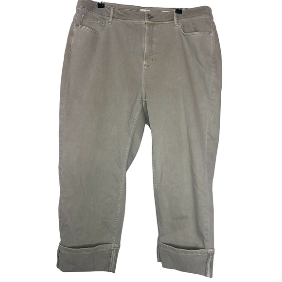 J Jill Denim - J Jill Denim High Rise Straight Leg Cropped Cuffed Jeans Women Sz 18P Green Gray